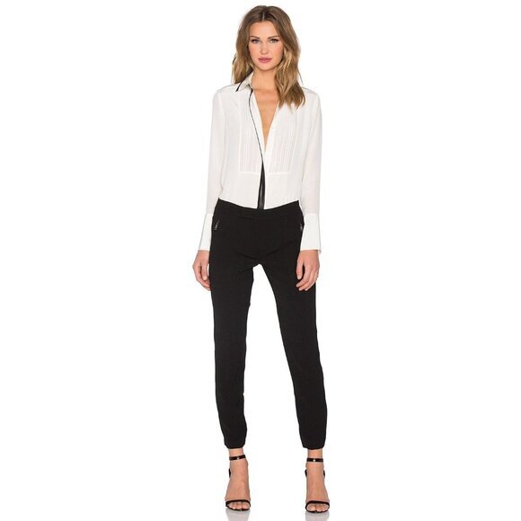 VINCE REVOLVE Patchwork Cargo Pants Womens SZ 4 Black Zip Pockets Neutral Office - Picture 2 of 11